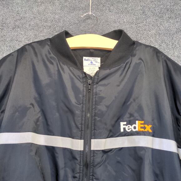 FedEx Stan Herman Men's Quilted Work Uniform Jacket Coat Black 3XL Hooded - Picture 7 of 13